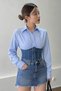 Women's Denim Corset Detailed Special Design Slim Shirt