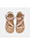 Women's Beige Metal Buckle Studded Detailed Suede Sandals - 4