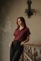 Women's Burgundy Short Sleeve Shirt Arm-19Y001088