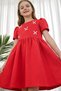 Girl's Bow Detailed Pearl-Embellished Sleeves Button Closure Evening Dress Short Sleeve Special Occasion Party Birthday Dress - 5