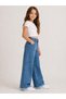 26904-26 Girls' Denim Pants Wide Leg Stone Detailed Tasseled Leg Casual Comfortable Jeans - 7