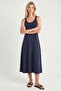 Strappy Summer Midi Modal Dress Lnt0034 Dark Blue - 2