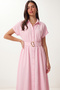 Belted Summer Ayrobin Shirt Dress Lgx0009 Sugar Pink - 3