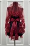 Burgundy Bridal Veil Set, Sparkling Glass Bead Printed, Henna Night Veil Set 6 Pieces - 6
