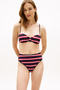 Uw Demi Women's Navy Blue Red Striped Bikini Top