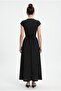 Women's Victorian Back Lace-Up Black and White Polka Dot Long Woven Dress - 4