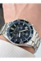 Functional Silver-Navy Blue Color Steel Band Steel Case Sapphire Glass Men's Wristwatch 1199Mr - 2