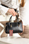 Gold Detailed Fixed Strap Petra Women's Crossbody Bag Black - 2