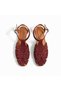 Burgundy Suede Square Toe Women's Daily Sandals with Pin Detail - 2