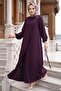 Buckle Detailed Tied Ayrobin Dress in Plum Hm2907 - 5