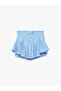 Bowknot Floral Patterned Pleated Blue Girls' Shorts 6Skg40177Ak