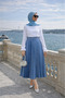 Women's Premium Pleated Indigo Long Hijab Skirt