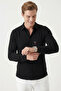 Black Comfortable Fit, Wrinkle-Free, Iron-Free Modal Fabric Lycra Men's Shirt 2602633 - 2