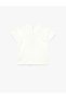Ecru Baby Girl T-Shirt with Contrast Collar 6Smg10149Ak - 4