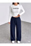 3-Piece Women's Wide-Leg Sweatpants 3-Pack - Black Gray Navy Blue - Comfortable Cut High-Waisted Sweatpants - 4