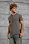 Men's T-Shirt Waffle Fabric Mink Regular Fit Crew Neck Cotton