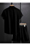 Men Black Lace Detail Short Sleeveshirt and Shorts Co-Ords - 2