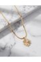 Elmora Zircon Stone Textured Clover Shaped Steel Necklace - 4