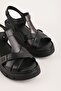 Genuine Leather Anatomical Sole Padded Heel Sandals Slt.200 Black - 3