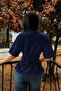 Women's Basic T-Shirt with Lace-Up Waist Detail - 3