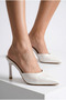 Women's Elegant and Stylish Pointed-Toe Thin High-Heeled White Evening Dress Slippers, Wedding Dress Slippers - 5