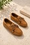Women's Tan Lace-Up Loafer Daily Ballet Shoes - 8