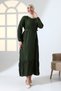 Women's Hijab Long Sleeve Belted Casual Stylish Dress - 2