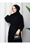 Women's Chiffon Fabric Gathered Layered Hijab Dress - 5
