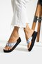 Bella Women's Blue and White Striped Chiffon Puff Fabric Platform High Sole Non-Painful Beach Slippers - 3