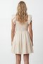 Women's beige skirt and sleeve flared front crochet lined linen mini dress alc-x15508 - 4