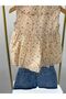 Cappadocia Ki̇ds Girl's 2-Piece Set Floral Patterned Blouse & Denim Shorts - 8