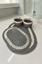 Handmade Decorative Braided Model Bathroom Set 2-Piece Mat 50X80 and 40X60 + 2 Organizer Baskets 18X18 cm