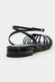 Pika Black Metallic Buckle Detail Short Heeled Women's Sandals Ballerinas - 8