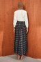 Navy Blue Layered Patterned Chiffon Skirt - 3