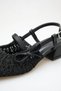 Black Knitted Detailed Bowknot Women's Low Heel Shoes - 4