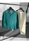 Linen Green Shirt g Ecru Baggy Trousers Modern Cut Oversize Set