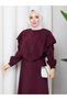 Cape Detailed Hijab Dress with Piping Detail Rc6046 - 5