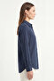 Women's Solo 100% Natural Linen Shirt -- Classic Collar Basic Minimalist Design Navy Blue W208-K0401-03 - 2