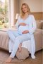 New Season Blue Summer Striped Long Dressing Gown with Straps 100% Cotton Lace Maternity Maternity Dressing Gown Pajama Set - 3