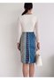 Women's Elastic Waist, Front Slit, Standard Size Sml Compatible, Midi Length Pencil Skirt, Length 70 cm - 3