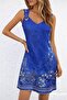 Women's Strappy V-Neck Bird Eye Detailed Patterned Short Single Jersey Dress - 3