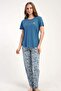 Round Neck Short Sleeve Pajama Set Blue-512275 - 5