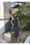 Women's Halter Neck Polka Dot Degaje Collar Drawstring Detailed Midi Length Dress - 5