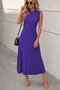 Women's Sleeveless Crew Neck Front Ribbed Long Viscose Dress - 2