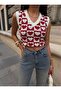Women's V-Neck Hearted Zero Sleeve Summer Sweater - 3