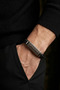 Men's Black Leather Bracelet Steel Antique Greek Patterned Black Hair Braid Leather Magnetic Lock Bracelet - 3