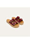 Women's Burgundy Double-Strapped Leather Slippers