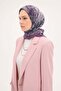 Velora Scarf Brush Flower Pattern Gray Purple 90X90 - 3