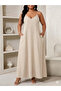 Women's V-Neck Rope Strap Long Dress with Pockets - 5