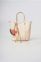 Beige Knitted Patterned Mini Hand & Shoulder Bag with Horse Figure Charm Accessory Detail 22X18X8 cm
